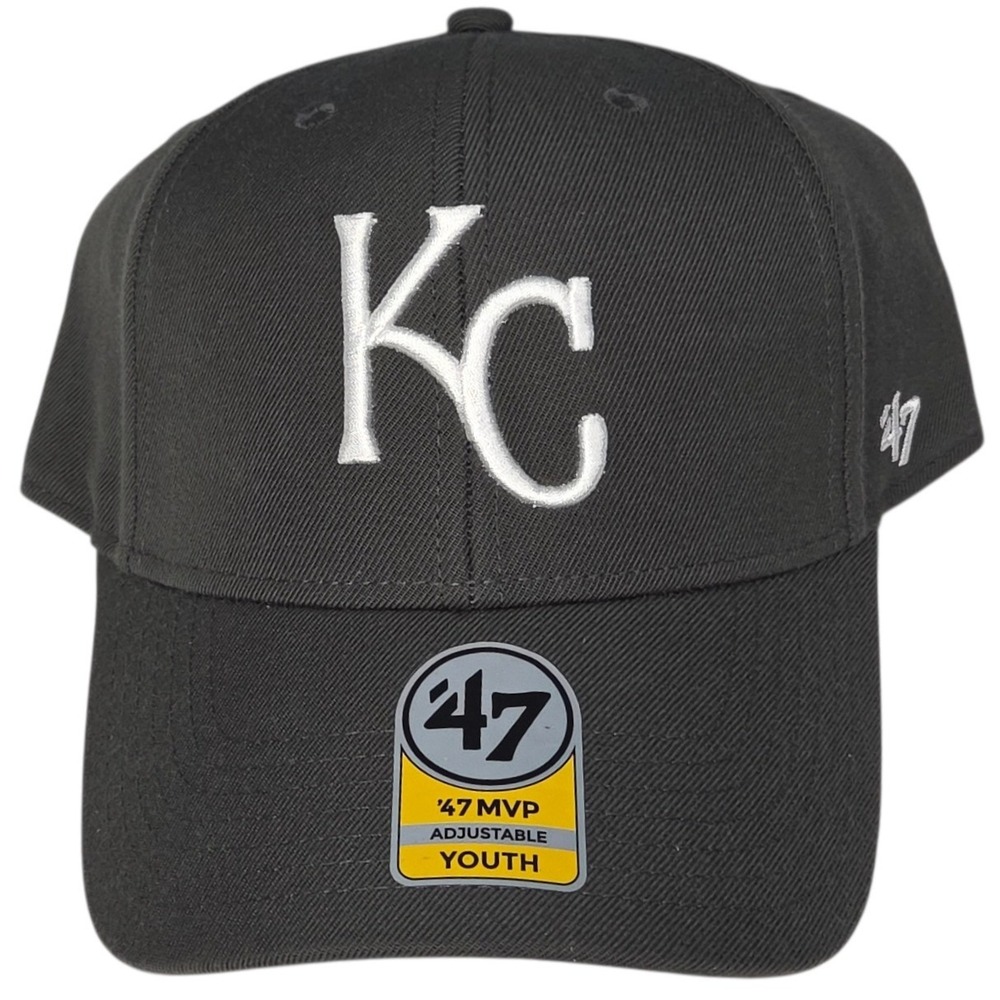 Kansas City Royals 47 Brand Hat YOUTH MVP Dark Gray Adjustable‎ Cap MLB New